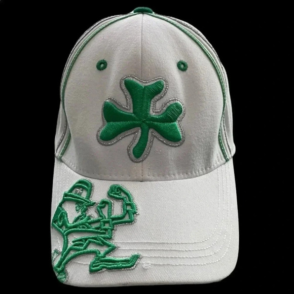 Vintage 90s Notre Dame Top of the World  baseball cap, white & green - Picture 2 of 9